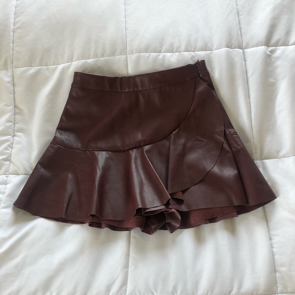 Faux Leather Skort